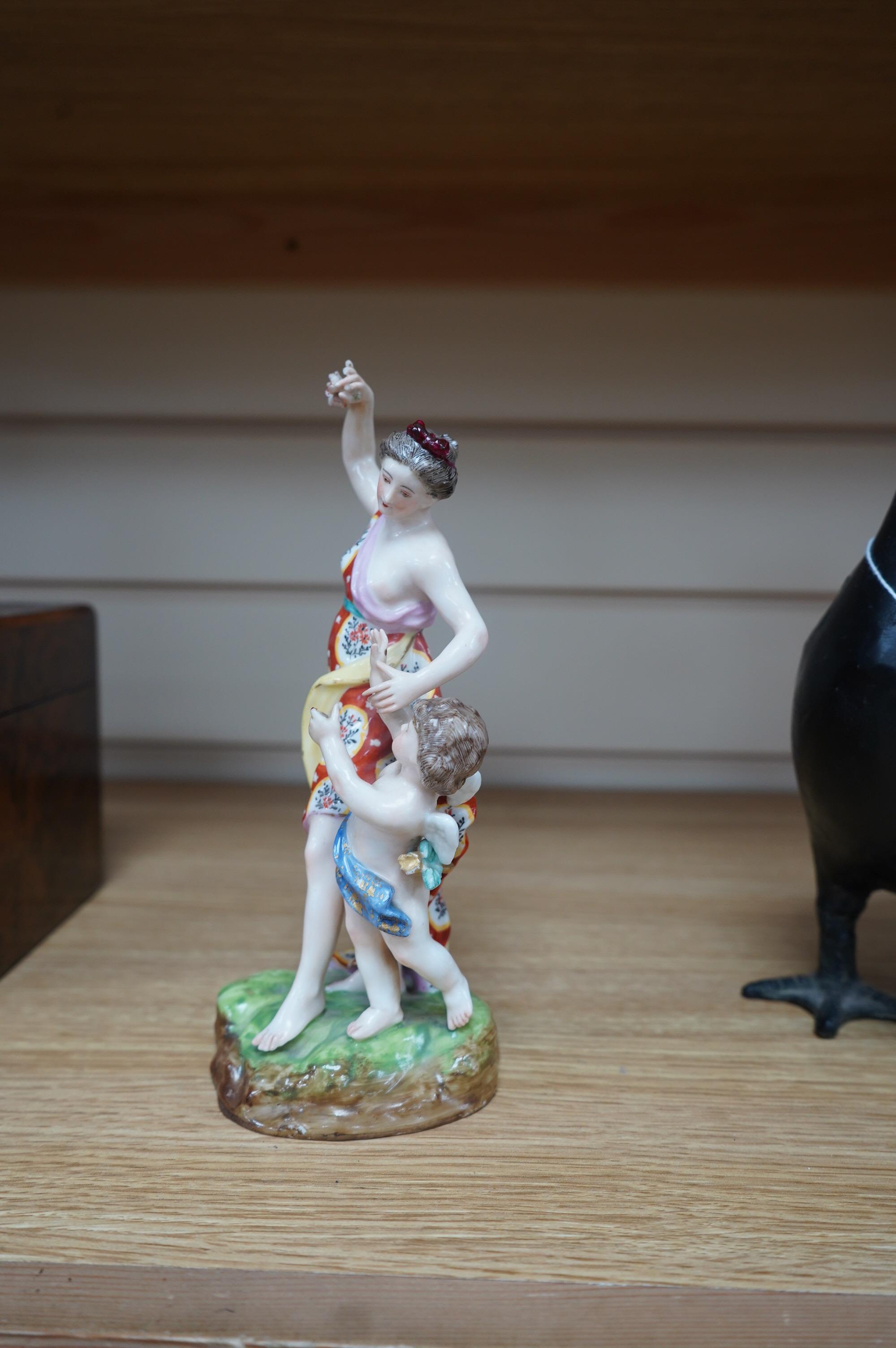 A 19th century Samson-type porcelain figure group, mock Derby mark, 19cm. Condition - fair